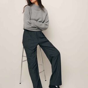 Reformation (brand new) Black Pinstripe Wide Leg Mason Pants